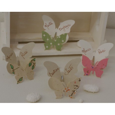Segnaposto Farfalla molletta in 4 modelli assortiti con farfalla carta -  Aelle Creazioni - Bomboniere e Confetti