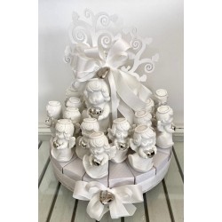 Torta con Albero della Vita di legno bianco di Angeli con cuore da 18 pezzi confezionati