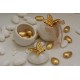 Scatolina porcellana con Farfalla oro confezionata con 5 confetti incartati oro